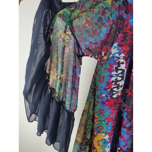 2 Tee Couture Sheer Asymmetrical Dress Multicolor Size Medium - Picture 5 of 5
